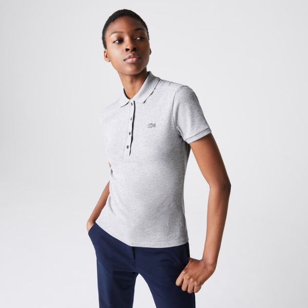 Lacoste Stretch Cotton Piqué Polo Shirt Dámské - Polo Šedé | CZ-fkgN6d